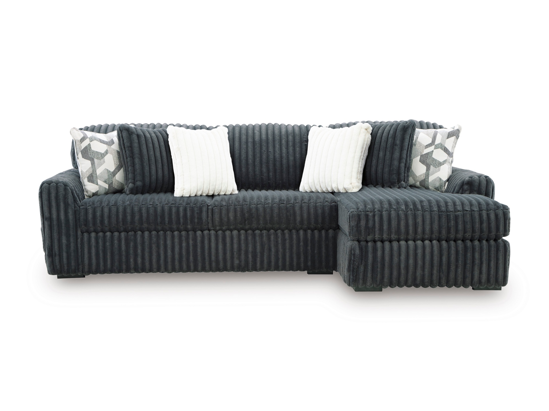 Charcoal corduroy sectional